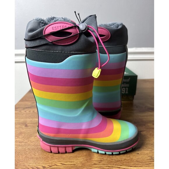 Western Chief Rainbow Rules Winterprene Insulated Rain Boots Big Girls Size 2 - Picture 4 of 10